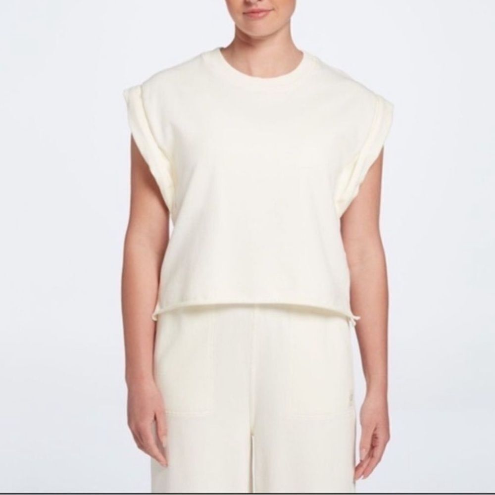 CALIA Women’s Oversized Extended Shoulder Sleeveless Crew Neck Top L